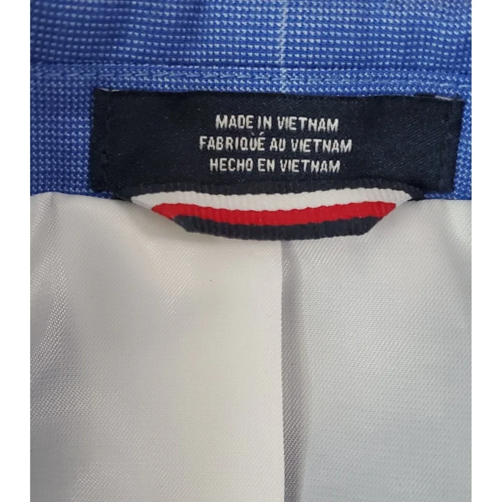Tommy Hilfiger Blazer TH Flex Windowpane Mazarine Blue 12 Boy's Notch Collar - Picture 10 of 13
